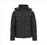 Men’s Black Balkan Insulated Jacket – 100% Polyester Oxford Outer with Water-Repellent Finish – Insulated Lining, Detachable Hood, Slanted Chest Zip Pocket, Storm Flap, Adjustable Hem & Storm Cuffs | Usbandmore