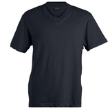 180g Barron V-Neck T-Shirt Black  – Soft Combed Cotton Comfort – Double-Ribbed Crossover Neck, Double-Needle Hemming, Shoulder-to-Shoulder Taping | Usbandmore
