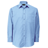 Barron Mens Oxford Lounge Long Sleeve Sky Blue – 60/40 Cotton Rich Two-Tone Fabric – Double Button Mitred Cuffs, Button-Through Gauntlet, S