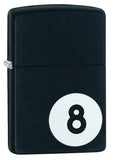 Zippo Billiards 8-Ball Lighter – Black Matte Finish, Classic Windproof Design, Refillable Collectible with Smooth Feel | Usbandmore