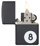 Zippo Billiards 8-Ball Lighter – Black Matte Finish, Classic Windproof Design, Refillable Collectible with Smooth Feel | Usbandmore