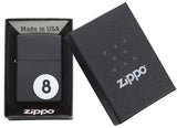 Zippo Billiards 8-Ball Lighter – Black Matte Finish, Classic Windproof Design, Refillable Collectible with Smooth Feel | Usbandmore