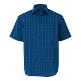 Barron Mens Metro Check Lounge Short Royal/Black/White  – 55/45 Cotton Rich Blend – Two-Stripe Check Pattern, Back Box Pleat, Double-Layered Drop-Shoulder Yoke, Constructed Button Stand | Usbandmore