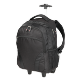 Pesaro Laptop Trolley Backpack Black – 29 x 43 x 21cm – 600D & 1680D Nylon, Extendable Handle, 15” Laptop Compartment, Shoulder Straps & Trolley Wheels | Usbandmore