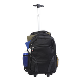 Pesaro Laptop Trolley Backpack Black – 29 x 43 x 21cm – 600D & 1680D Nylon, Extendable Handle, 15” Laptop Compartment, Shoulder Straps & Trolley Wheels | Usbandmore