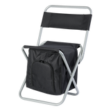 Barron Birdseye Picnic Chair Cooler Black – 600D x 300D Polyester with Foam Insulated PVC Lining – Folding Steel Frame, Cooler with Front and Back Zippered Pockets, Collapsible, Padded Camp Seat with Backrest | Usbandmore