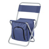 Barron Birdseye Picnic Chair Cooler Navy – 600D x 300D Polyester with Foam Insulated PVC Lining – Folding Steel Frame, Cooler with Front and Back Zippered Pockets, Collapsible, Padded Camp Seat with Backrest | Usbandmore