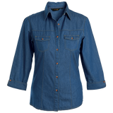 Ladies Denver Denim Blouse - Barron Dark Denim |USBANDMORE
