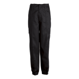 Barron Fidelity Combat Trouser Black – 190g 80/20 Poly-Cotton Blend – Bar-Tacked Stress Points, Mock Cargo Pockets, Elasticated Hem, Pin Tuck Detail, Wide Belt Loops | Usbandmore
