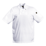 Barron Figo Utility Top White – Short Sleeve, Double Breasted Front Panel and Yoke, Thermometer Sleeve Pocket, Side Slits – 190g 80/20 Poly Cotton Fabric – Bar-tacked and Single Top-stitched Armholes and Shoulders – Proudly South African | Usbandmore