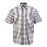 Barron 100% Cotton Mens Cedar Lounge Shirt Grey – Short Sleeve – Contrast Oxford Trim, Chest Patch Pocket, Garment Washed for Comfort | Usbandmore