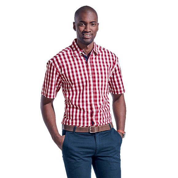 Barron 100% Cotton Mens Cedar Lounge Shirt – Short Sleeve – Contrast Oxford Trim, Chest Patch Pocket, Garment Washed for Comfort | Usbandmore