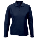 Barron 175g Ladies Navy Pique Knit Long Sleeve Golfer – Poly-Cotton Blend – Slim Five-Button Placket, Bust Darts, Two Ridge Collar | Usbandmore