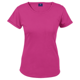 145g Ladies Barron Crew Neck T-Shirt - Bright Pink Barron |USBANDMORE