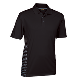 Barron Mens Galaxy Golfer  Black/Grey  – 170g 100% Polyester – Moisture-Wicking with Sublimated Faded Side Panels, Knit Rib Collar, Curved Dropped Shoulder, Contrast Trim | Usbandmore