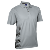 Barron Mens Galaxy Golfer  Grey - Black- – 170g 100% Polyester – Moisture-Wicking with Sublimated Faded Side P-anels, Knit Rib Collar, Curved Dropped Shoulder, Contrast Trim | Usbandmore