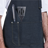Premium Bib Apron Denim – Adjustable Strap, Dual-Compartment Pocket with Pen Slot & Rivet Detail, 10oz 100% Cotton Denim | Usbandmore