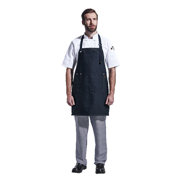 Premium Bib Apron Denim – Adjustable Strap, Dual-Compartment Pocket with Pen Slot & Rivet Detail, 10oz 100% Cotton Denim | Usbandmore