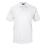 Men’s White Port Golfer – 180g 100% Cotton Pique Knit – Rib Knit Collar, Fitted Sleeves with Rib Cuff, Three-Button Placket, Tonal Back Neck Binding | Usbandmore