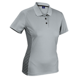 Barron Ladies Galaxy Golfer Grey/Black  – 170g 100% Polyester – Moisture-Wicking with Sublimated Faded Side Panels, Knit Rib Collar, Curved Dropped Shoulder, Contrast Trim | Usbandmore
