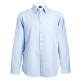 Barron 100g Men's Berlin Lounge Shirt Long Sleeve –  - Sky Melange/White Cotton Blend – Raised Collar, Contrast Trim, Double-Layer Yoke & Mitred Cuffs | Usbandmore