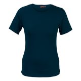 Ladies Organic Cotton Crew Neck T-Shirt Navy – 160g 100% Organic Cotton Single Jersey, Crew Neckline, Fitted Sleeves with Double Stitched Hem, Sustainable & Socially Responsible | Usbandmore
