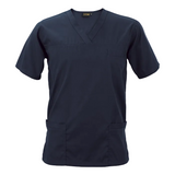 Riley Scrub Top Navy – 150g 65/35 Poly Cotton Poplin – V-Neckline, Multiple Welt Pockets, Easy-Care Fabric, Long Side Slits | Usbandmore