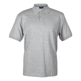 Barron 180g Men's Organic Cotton Golfer Grey Melange – 100% Organic Cotton Single Jersey – Knitted Rib Collar & Cuffs, Contrast Button Stitching, Two-Tone Inner Neck Tape | Usbandmore
