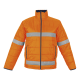 Henli Puffer Hi Vis Jacket Orange – Quilted & Padded 100% Polyester – Reflective Tape, Two-Tone Design, Funnel Collar, Welt Pockets | Usbandmore