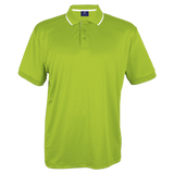 Barron 145g Men's Swift Golfer Lime/Navy – 100% Polyester with Moisture Management – Rib Collar with Contrast Tipping, Tonal Buttons, Inner Contrast Detail | Usbandmore