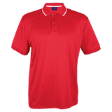 Barron 145g Men's Swift Golfer Red – 100% Polyester with Moisture Management – Rib Collar with Contrast Tipping, Tonal Buttons, Inner Contrast Detail | Usbandmore