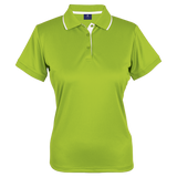 Ladies Swift Golfer Lime/White – 145g 100% Polyester Moisture Management Fabric – Rib Collar with Contrast Tipping, Set-in Sleeves with Rib Cuff, Grown-On Placket, Tonal Buttons, Contrast Inner Placket & Neck Tape | BARRON