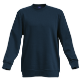 Barron Basic Crew Neck Sweater Navy – 240g Poly-Cotton Fleece Blend – Classic Fit with Ribbed Neckline, Cuffs & Hem, Soft Brushed Inner | Usbandmore