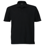 260g Men's Pique Knit Golfer – Black -Heavyweight Cotton-Rich Fabric – Double-Needle Finish, Two Ridge Collar, Reinforced 3-Button Placket | Usbandmore