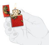 Zippo Dragon Design – 540 Fusion Iridescent Windproof Lighter with Vivid Dragon on Red Geometric Backdrop – Seamless All-Side Color, Metallic Finish | Usbandmore
