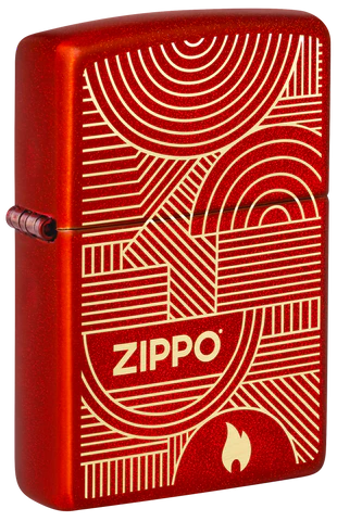 Abstract Lines Design Red Metallic Zippo Lighter – Windproof Metal Construction – Refillable Lifetime Use – Made in USA – Lifetime Guarantee | Usbandmore