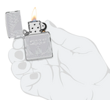 Zippo 167 Flame Design Armor® High Polish Chrome Lighter – Classic Logo & Flame with Textured MultiCut Geometric Motif – 1.5x Thicker Case, Windproof, Refillable, Lifetime Guarantee | Usbandmore