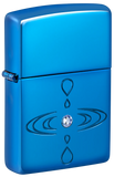 Simple Drop Design Armor® High Polish Blue Zippo Lighter – Deep Carve Water Drop Ripples with Blue Crystal | Usbandmore