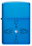 Simple Drop Design Armor® High Polish Blue Zippo Lighter – Deep Carve Water Drop Ripples with Blue Crystal | Usbandmore