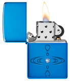 Simple Drop Design Armor® High Polish Blue Zippo Lighter – Deep Carve Water Drop Ripples with Blue Crystal | Usbandmore