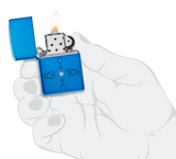 Simple Drop Design Armor® High Polish Blue Zippo Lighter – Deep Carve Water Drop Ripples with Blue Crystal | Usbandmore