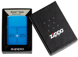 Simple Drop Design Armor® High Polish Blue Zippo Lighter – Deep Carve Water Drop Ripples with Blue Crystal | Usbandmore