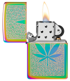 151 Cannabis Design Multi Color Zippo Lighter – Laser Engrave Bold Cannabis Leaf – Swirling Background Intricate Design | Usbandmore