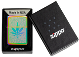 151 Cannabis Design Multi Color Zippo Lighter – Laser Engrave Bold Cannabis Leaf – Swirling Background Intricate Design | Usbandmore