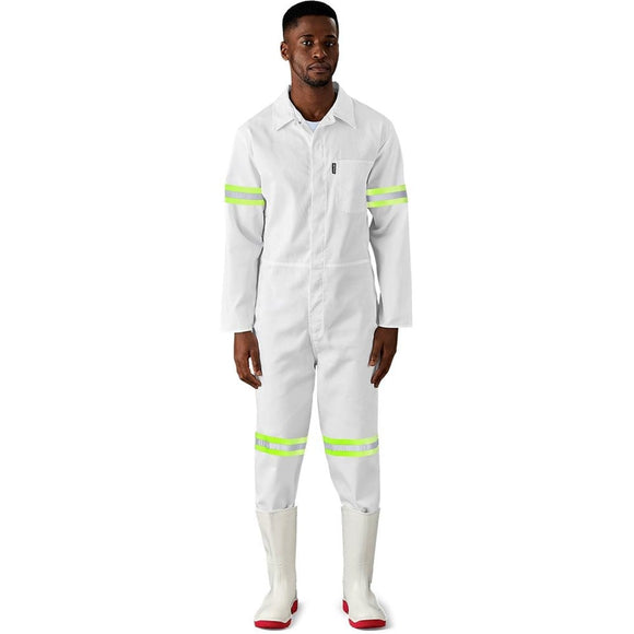 Safety Polycotton Boiler Suit - Reflective Arms & Legs - Yellow Tape |usbandmore