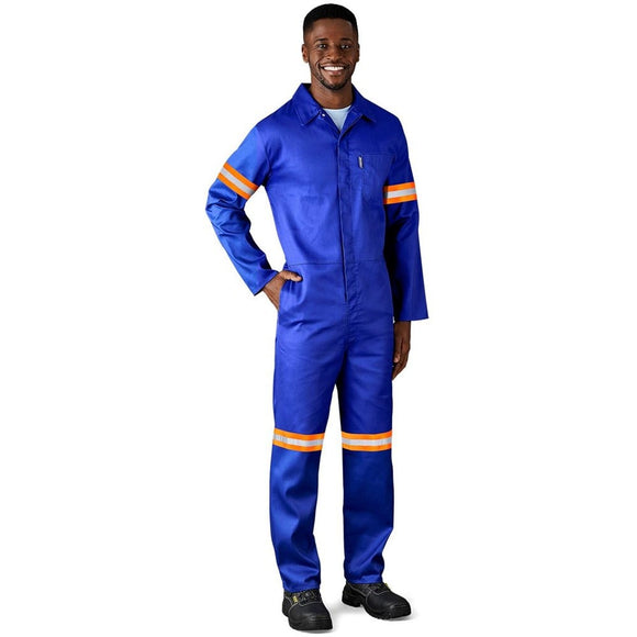 Safety Polycotton Boiler Suit - Reflective Arms & Legs - Orange Tape |usbandmore