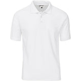 Mens White Blue Basic Pique Golf Shirt – 175g Poly-Cotton Pique Knit – Two Ridge Knitted Collar, Three-Button Placket, Classic Regular Fit | Usbandmore