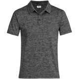 Mens Black Echo Golf Shirt – 170g Space-Dyed Pinstripe Blend – Polyester-Cotton-Spandex Fabric with Stretch, Self-Fabric Collar & Three-Button Placket | Usbandmore