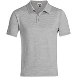 Mens Grey Echo Golf Shirt – 170g Space-Dyed Pinstripe Blend – Polyester-Cotton-Spandex Fabric with Stretch, Self-Fabric Collar & Three-Button Placket | Usbandmore