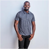 Mens Echo Golf Shirt – 170g Space-Dyed Pinstripe Blend – Polyester-Cotton-Spandex Fabric with Stretch, Self-Fabric Collar & Three-Button Placket | Usbandmore
